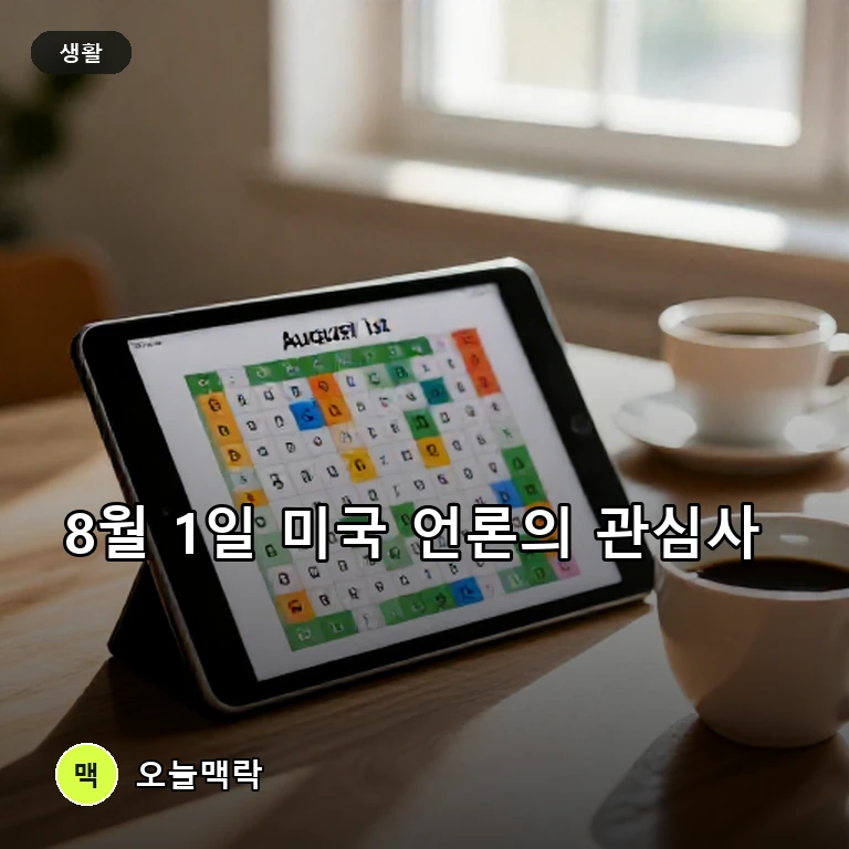 8월 1일 맞이한 미국 언론들, 퍼즐·날씨·지역 행사 등 생활 정보 집중 보도 주제를 표현한 AI 생성 편집 이미지