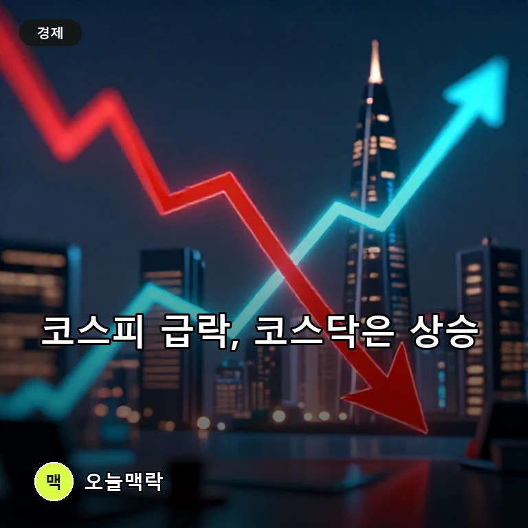 18% 폭등 다음 날 코스피 5% 급락…6,200대, 코스닥은 상승 주제를 표현한 편집 이미지