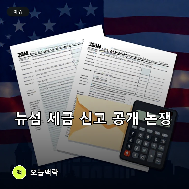 개빈 뉴섬 세금 신고 공개, 소득 드러나자 투명성 논쟁 확산 주제를 표현한 편집 이미지