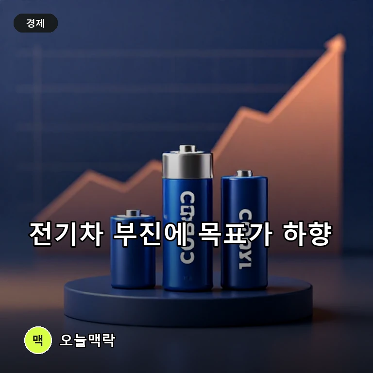 에코프로비엠, 전기차 부진에 실적 부담…목표가 하향과 수익성 회복 과제 주제를 표현한 AI 생성 편집 이미지