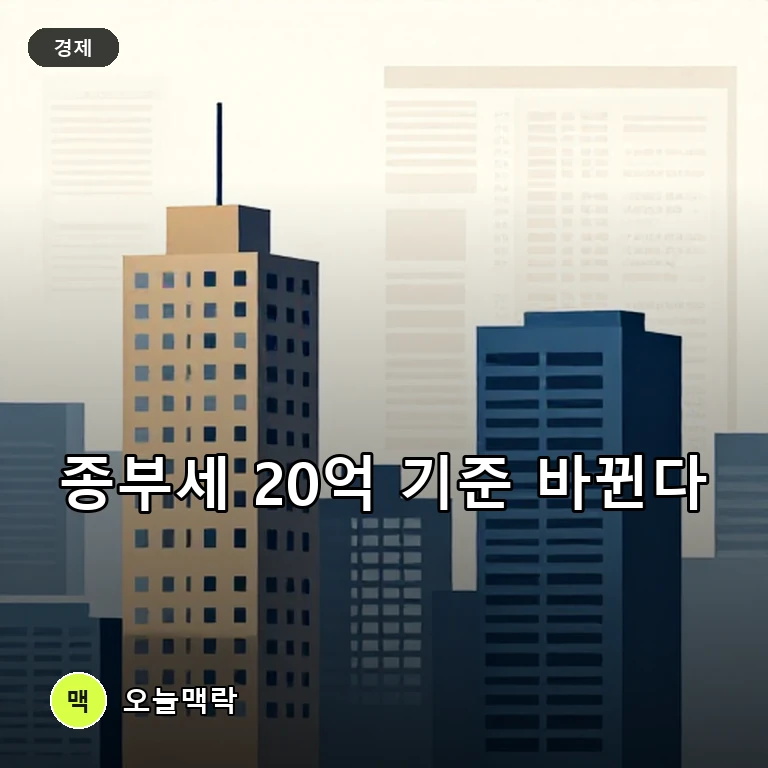종부세 개편안, 주택 수 대신 가액 기준…비거주 1주택은 20억부터 주제를 표현한 편집 이미지