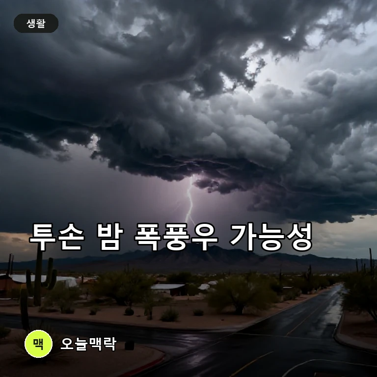 미국 투손, 낮엔 습하고 밤엔 폭풍우…8월 5일 날씨 주의 주제를 표현한 편집 이미지